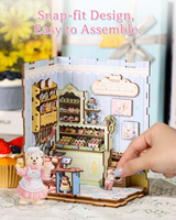 Rompecabezas 3D de Madera Educativo y de Bricolaje, Kit de Rincón de Lectura con Diseño de Panadería y Ositos, Regalo para Amantes de la Gastronomía