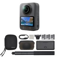 Caméra d'action 360° Osmo Adventure Combo, étanche, 8K, autonomie de batterie étendue avec 3 batteries, stockage intégré de 105 Go