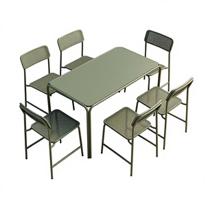 Set <span class=keywords><strong>Tavolo</strong></span> e Sedie da Giardino per Esterni, Leggero e Resistente, Design Minimalista, Telaio in Metallo Verniciato a Polvere Resistente ai Raggi UV, Seduta in PP - Product Image 1