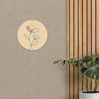 Panneau mural rond en aluminium, art floral minimaliste, 20 cm (8 po), peinture métallique ronde imprimée UV pour chambre et bureau