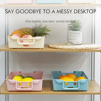 Paniers de rangement rectangulaires en plastique pour la maison, paniers de rangement pour fruits, paniers de rangement pour jouets avec poignées, fabrication ODM OEM