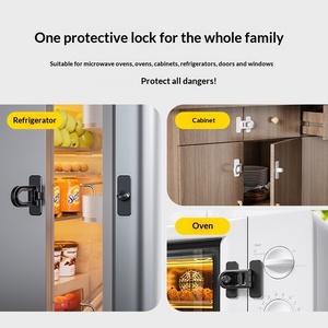 Verrou de sécurité enfant en bois pour réfrigérateur, <span class=keywords><strong>four</strong></span>, micro-ondes, tiroir, sans perçage, multifonctionnel, protection bébé - Product Image 3