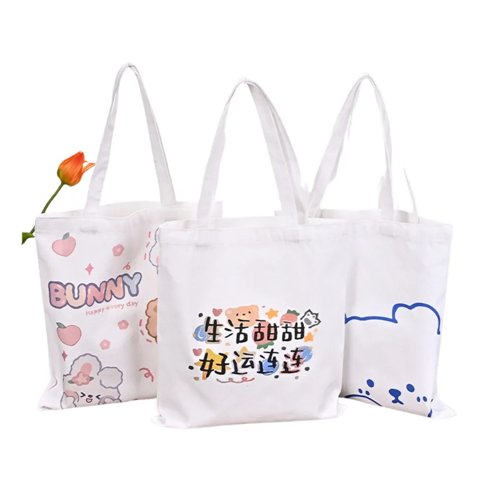 Stampa LOGO borsa in tela di piccole dimensioni per bambini regali riutilizzabili borse per la spesa in tela di cotone