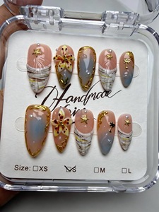 เล็บปลอมทรงสควอวัลทำมือ ลายทรอปิคอลซัมเมอร์โอเชียน ดอกไม้ 3 มิติ ปลาดาว ต้นปาล์ม ใช้ซ้ำได้ หรูหรา เหมาะสำหรับชายหาด ขายส่ง - Product Image 5