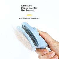 Brosse autonettoyante anti-poils pour animaux de compagnie en acier inoxydable et plastique, à un seul clic, pour chiens et chats, respectueuse de la peau