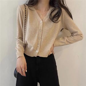 HANO Fábrica <span class=keywords><strong>al</strong></span> <span class=keywords><strong>por</strong></span> <span class=keywords><strong>mayor</strong></span> suelta primavera y otoño cárdigan corto de cintura alta de manga larga abrigo corto con cuello en V cárdigan de punto - Product Image 3