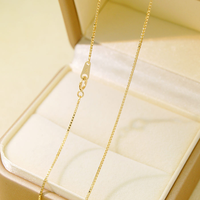 Chaîne maille forçat 0,8 mm ajustable en or massif 14 carats, vente chaude, collier en gros pour femme, chaîne simple en or pour filles