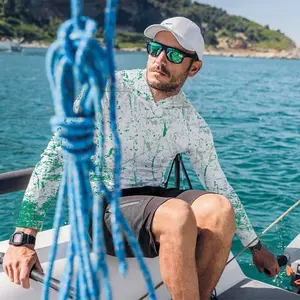 OEM bán buôn thể thao cá Áo Sơ Mi Nam tre quần áo Trọng lượng nhẹ dài tay áo t Áo sơ mi phát ban Bảo vệ UV quần áo câu cá
