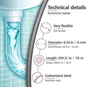 Peaktop 7.6 m <span class=keywords><strong>x</strong></span> 6mm-Ống làm sạch xoắn ốc (<span class=keywords><strong>1.1</strong></span> cm) extendible ống làm sạch công cụ - Product Image 3