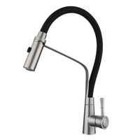 Robinet de cuisine monocommande tactile chaud/froid, finition brossée, avec douchette télescopique en silicone, cartouche céramique, rotation à 360°, à poser sur plan.