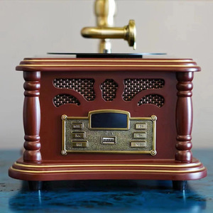 <span class=keywords><strong>Platine</strong></span> Vinyle Métal Bluetooth Rétro Vintage en Bois Massif pour Salon, Petit Lecteur Audio - Product Image 2