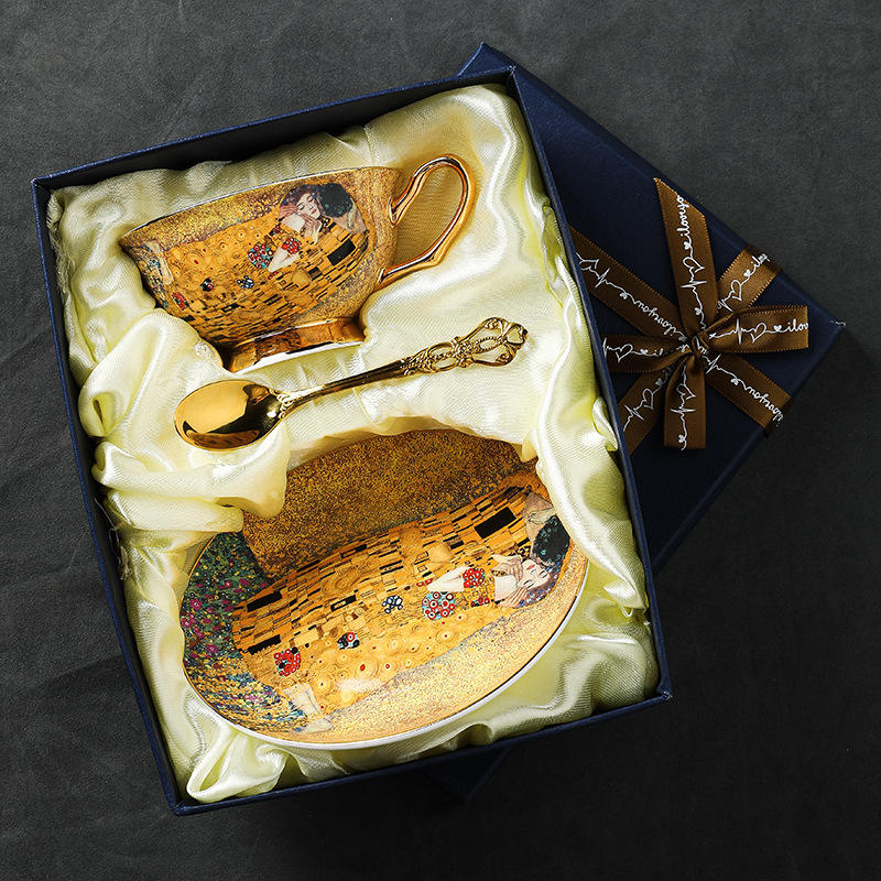 Egyptian couple's single cup, dish and spoon gift box