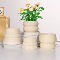 Pot de fleurs créatif en terre cuite, pot de fleurs vertical en céramique couleur crème au design créatif, nouveau pot à bonsaï en céramique