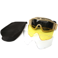 Ensemble de lunettes tactiques 3 lentilles noir Tan vert coupe-vent anti-poussière Motocross lunettes de moto CS Paintball Protection de sécurité