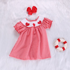 Happy Luoka ODM Boutique Cute Summer Red Heart Baby Girl Dresses - Product Image 2
