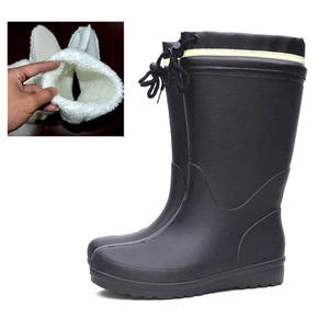 YL7418 Offre Spéciale hiver coton bottes <span class=keywords><strong>de</strong></span> <span class=keywords><strong>pluie</strong></span> bottes noires homme léger semelle épaisse extérieur manchette réglable avec cordon <span class=keywords><strong>de</strong></span> tirage - Product Image 4