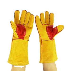 Guantes de Trabajo de Cuero Serraje con Puño Largo, Guante de Seguridad Resistente y Protector contra el Calor para Barbacoa y Soldadura - Product Image 1