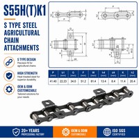 Cadena Agrícola de Acero Tipo S55HT K1 S con Superficie Pulverizada para Cosechadora de Patatas, Ultra Resistente y con Vibración Reducida