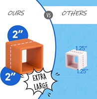 Blocs de construction éducatifs en silicone XL de 2 pouces pour enfants - Anneaux de dentition souples pour bébés en vert, bleu, orange, jaune et couleurs personnalisées 5x5cm