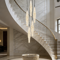 Lampe suspendue LED en marbre de luxe sur mesure, design circulaire moderne et simple, adaptée aux villas, salons et chambres à coucher