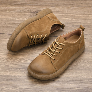 Chaussures bateau en cuir à lacets, bout rond, semelle extérieure en caoutchouc, semelle intermédiaire en EVA, respirantes, chaussures décontractées pour hommes, printemps - Product Image 2