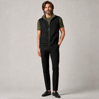 Ensemble de vêtements superposés pour homme de style européen, veste à double fermeture éclair, t-shirt en coton toucher soie, pantalon en twill, tenue décontractée minimaliste