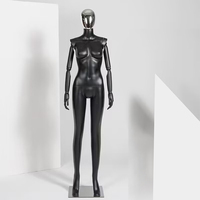 Présentoir de vitrine de boutique de mode abstraite, Mannequin noir brillant pour femme, tête chromée argentée