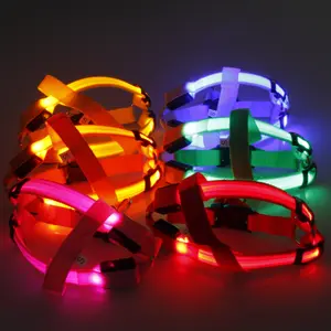 Nylon Safety Pet Dog Belt Harness Glow LED Flash Flashing Light Up Leash LED Light Dog Safety Harness