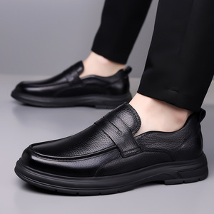 Mocassins en cuir véritable pour hommes, automne, bout rond, à enfiler, semelle extérieure en caoutchouc souple, semelle intermédiaire en EVA, chaussures décontractées pour la conduite - Product Image 2