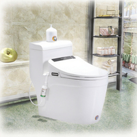 Siège de toilette intelligent électrique avec bidet intégré, couvercle japonais, auto-nettoyant, chauffant, forme allongée, télécommande incluse