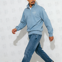 Vente en gros de chandail à fermeture éclair et quart molletonnée pour hommes, 330 GSM, logo personnalisé, pull-over d'entraînement, sweat-shirt uni, survêtement zippé 1/4