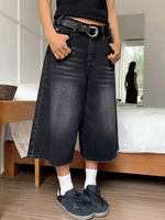 Personnalisé Vintage Lavé Noir Lâche Taille Basse Jorts Noir Lavé Taille Haute Baggy Denim Shorts Distressed Denim Baggy Jean Shorts femme vêtements