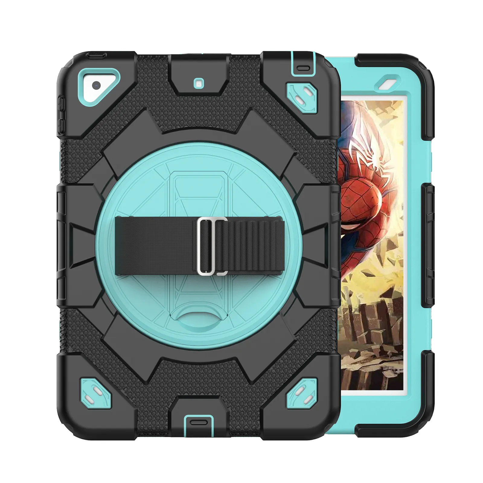 Spider Man Kids Rugged Kickstand Hand Shoulder Stra Tablet Cover for ipad 10/air 3 10.5 inch Tablet Case