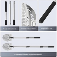 Pelle à sable et râteau de jardin en acier inoxydable détachable avec manche amovible pour le jardin et la plage