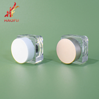 Bouteille carrée en plastique 5g à bouchon à vis double paroi, marque HAOFU, vente chaude, personnalisable OEM/ODM pour gel de construction d'ongles, soins de la peau, cosmétiques