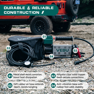 Vebu 125psi 600W xách tay máy nén khí 12v lốp Inflator với 5.65cfm/160lpm nhanh Lạm Phát cho xe tải Pickup - Product Image 5