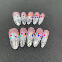 Pure Hand-presionado Nail Bling Flash French Gradient Glitter Alta calidad Reutilizable Fábrica al por mayor