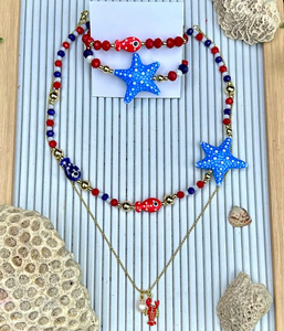 Cadena de cuentas chapada en oro de 18 quilates con colgantes de estrellas, collar, regalo de joyería - Product Image 6