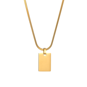 Özel kişiselleştirilmiş kazınmış metin adı dikdörtgen kare çubuk kolye erkekler için paslanmaz çelik takı kolye - Product Image 5