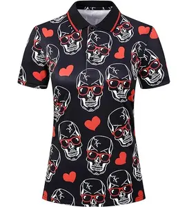 卸売プライベートラベルプリントポリエステルとスパンデックス高品質ゴルフ女性用半袖ポロTシャツ