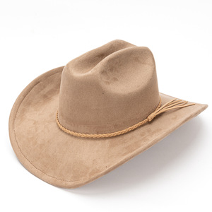 Stilvoller Western-Mode Veganes Wildleder 9,5cm Breiter Gebogener Rand Fedora Cowboyhut für Tägliches Tragen Sport Reisen Outdoor Partys - Product Image 4