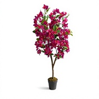 Arbre artificiel de bougainvillier de 1,5 m, fleurs roses, tronc en plastique, écologique et durable pour la décoration de la maison, de l'hôtel, de la villa et du jardin