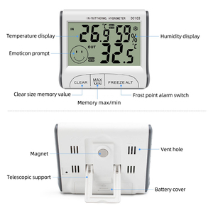 Termo-igrometro <span class=keywords><strong>digitale</strong></span> per interni esterni con allarme Frost Point e ampio Display LCD - Product Image 4