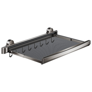 Kitchen Suction Cup <b>Dish</b> <b>Rack</b> Foldable Wall Mounted Mesh Single Layer Food Prep Storage <b>Rack</b> No Drilling Required - Product Image 3