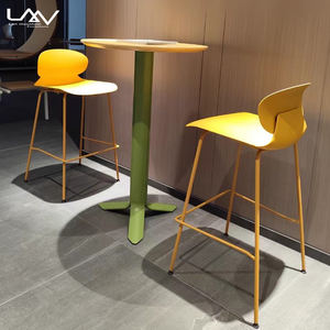 Table à manger moderne et simple pour hôtel restaurant, café, bistro, cadre en métal, dessus en bois, meubles de table ronde verte - Product Image 5