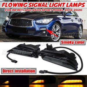 ไฟเลี้ยว LED แบบไดนามิก 2 ชิ้น สำหรับกันชนหน้ารถยนต์ ไฟเลี้ยวแบบไหล ไฟตัดหมอก DRL สำหรับ Infiniti Q50 Q50S รุ่นสปอร์ต ปี 2014-2020 - Product Image 1