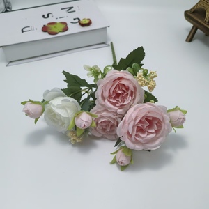 Ramo <span class=keywords><strong>de</strong></span> Rosas Artificiales Multicolor David Austin, Ramo <span class=keywords><strong>de</strong></span> Rosas <span class=keywords><strong>de</strong></span> Seda con Capullos, Decoración para Bodas y Hogar - Product Image 3