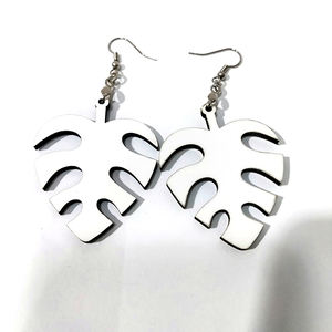 <span class=keywords><strong>Hawaï</strong></span> feuille forme BRICOLAGE sublimation blanc boucle d'oreille boucles d'oreilles en bois pas cher bijoux - Product Image 4