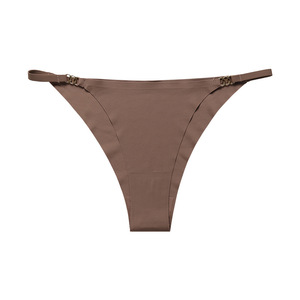 Mutandine da donna Sexy a tre anelli con fibbia a vita bassa mutande traspiranti in seta di ghiaccio senza cuciture per biancheria intima da donna - Product Image 1