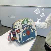 Nouveau sac à bandoulière pour femme, petit sac à double usage, motif d'éléphant brodé au fil d'or, style ethnique, mini sac à main tendance en toile